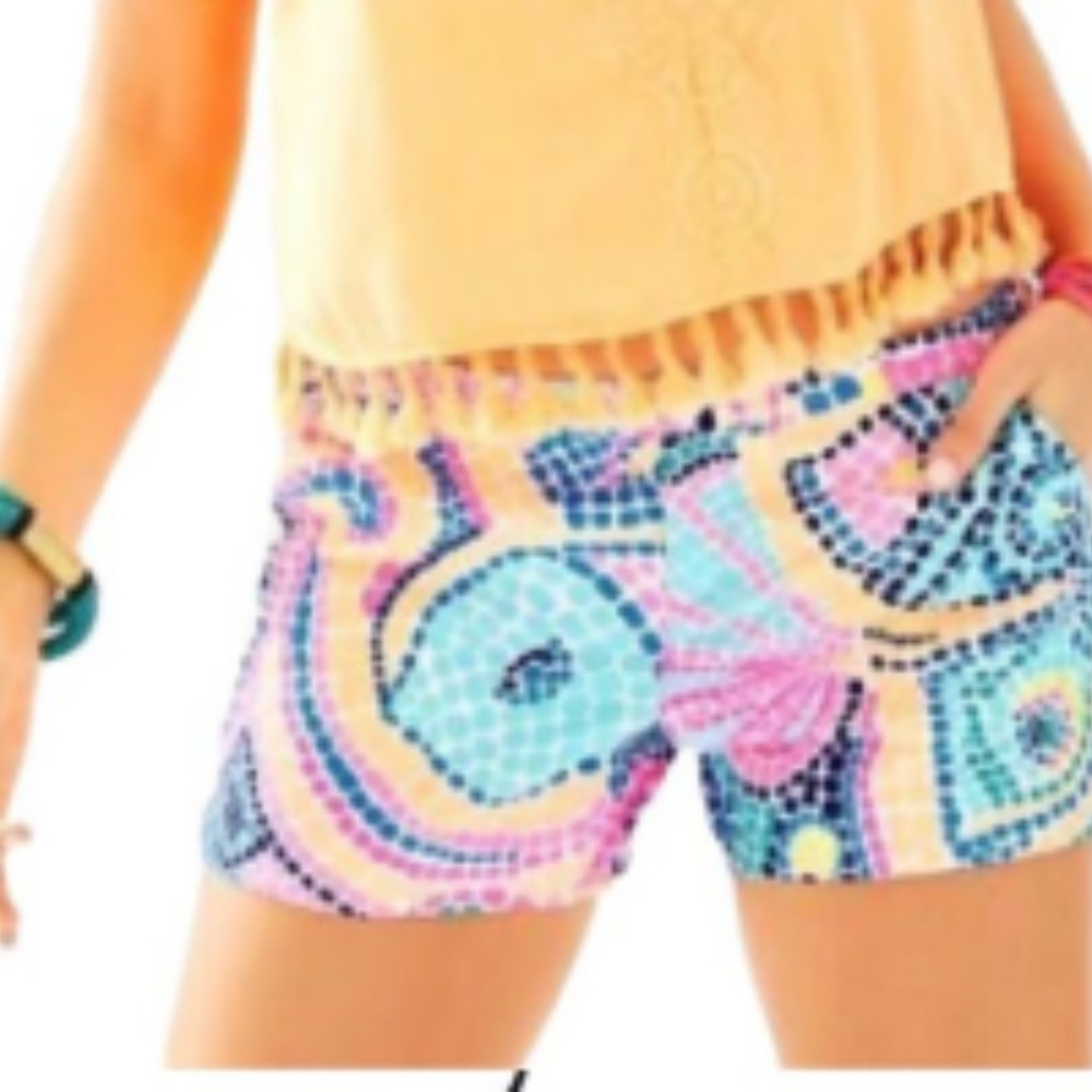 Lilly Pulitzer Tile Wave Adie Mosaic Print Cotton Short Size 10 EUC